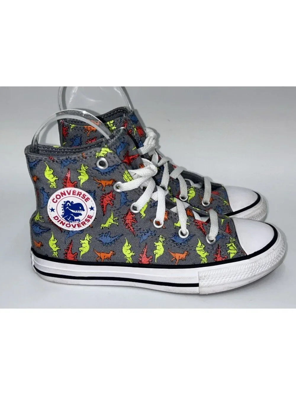 Converse•DINOVERSE•Chuck Taylor All Star Hi Tops•Junior Size 1 EUC Dinosaurs